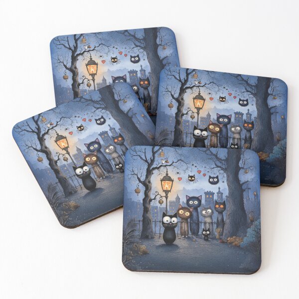 Item preview, Midnight Cat Gathering – Whimsical Night Scene designed and sold by Whimsical Hug.