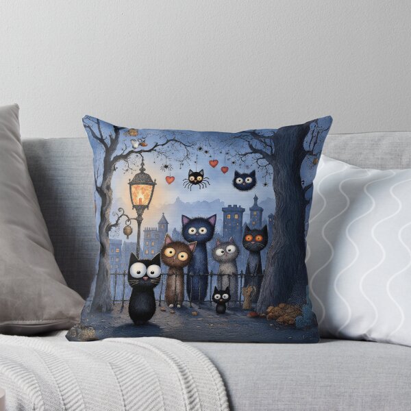Item preview, Midnight Cat Gathering – Whimsical Night Scene designed and sold by Whimsical Hug.