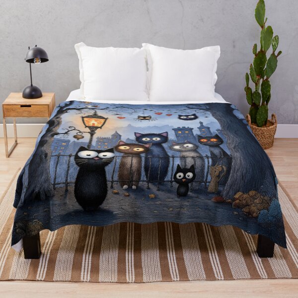 Item preview, Midnight Cat Gathering – Whimsical Night Scene designed and sold by Whimsical Hug.