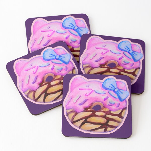 Item preview, Cat Shape Donut Kawaii Food watercolor illustration art  designed and sold by happiartworks .