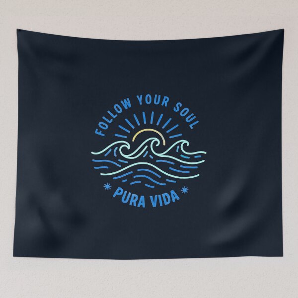 Item preview, FOLLOW YOUR SOUL - PURA VIDA  - Line Art Sketch - Light Blue Multi-color designed and sold by Big Bang Canvas.
