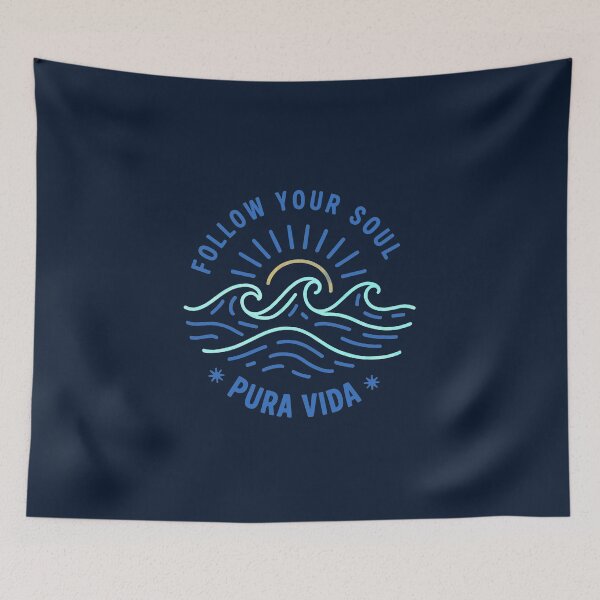 Item preview, FOLLOW YOUR SOUL - PURA VIDA  - Line Art Sketch - dark blue Multi-color designed and sold by Big Bang Canvas.