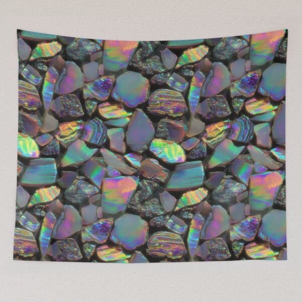 Item preview, Chromaflux Ore: Rainbow holographic minerals burst with color in this fantasy geology art print. designed and sold by dinaaaaaah.