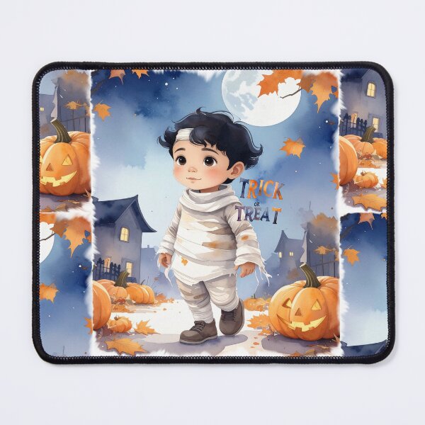 Item preview, Halloween, trick or treat boy in mummy costume in watercolors designed and sold by LiskoDesign.