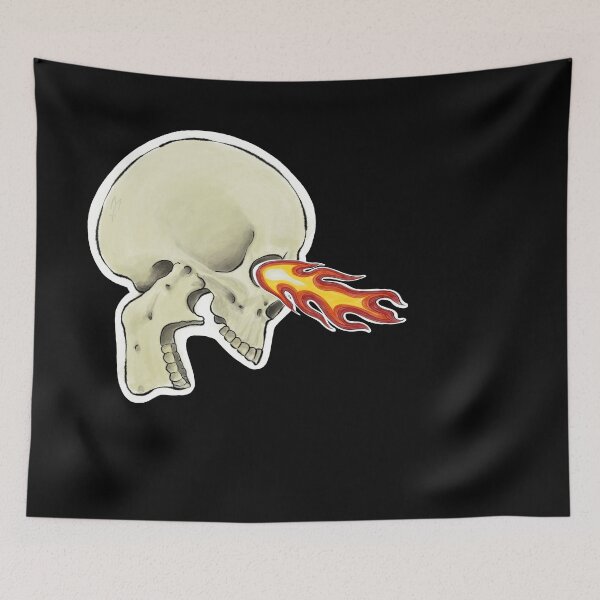 Item preview, Flaming eye Skull designed and sold by MetalTea.
