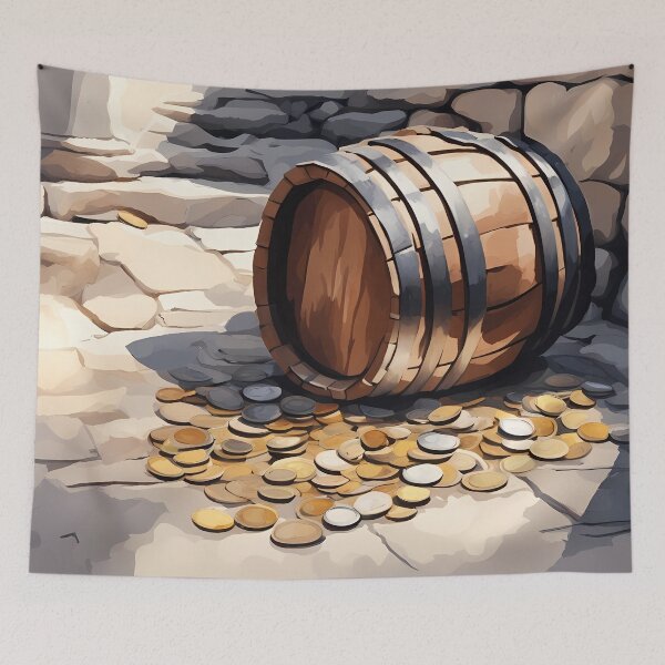 Item preview, A Barrel of Gold Coins on Street designed and sold by CalmnessbyChoice.