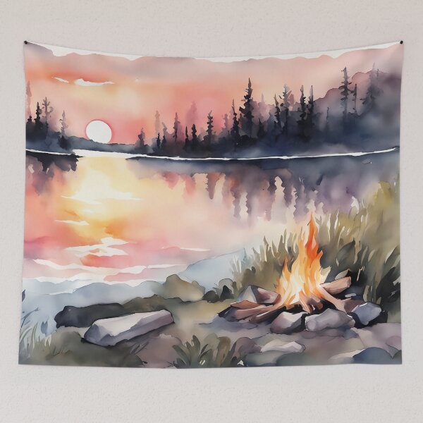 Item preview, Campfire by Lake Sunrise designed and sold by CalmnessbyChoice.
