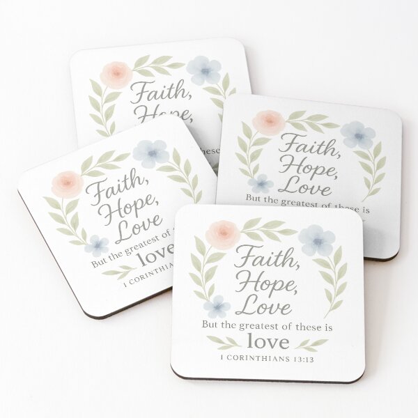 Item preview, Faith Hope Love – 1 Corinthians 13:13 Bible Verse Floral Christian Art | Scripture Wall Decor designed and sold by SoulThread Studio.