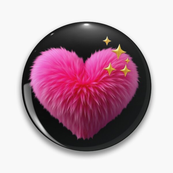 Item preview, Fluffy Pink Heart with Golden Sparkles – Magical Softness and Vibrant Love designed and sold by PixelVibe782.