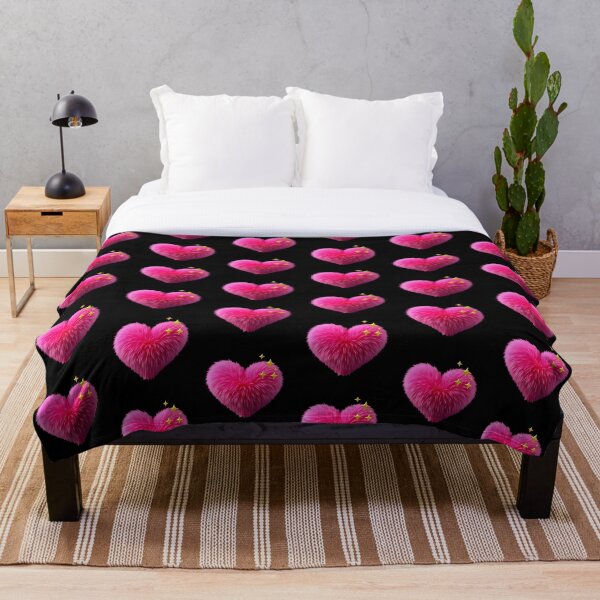 Item preview, Fluffy Pink Heart with Golden Sparkles – Magical Softness and Vibrant Love designed and sold by PixelVibe782.