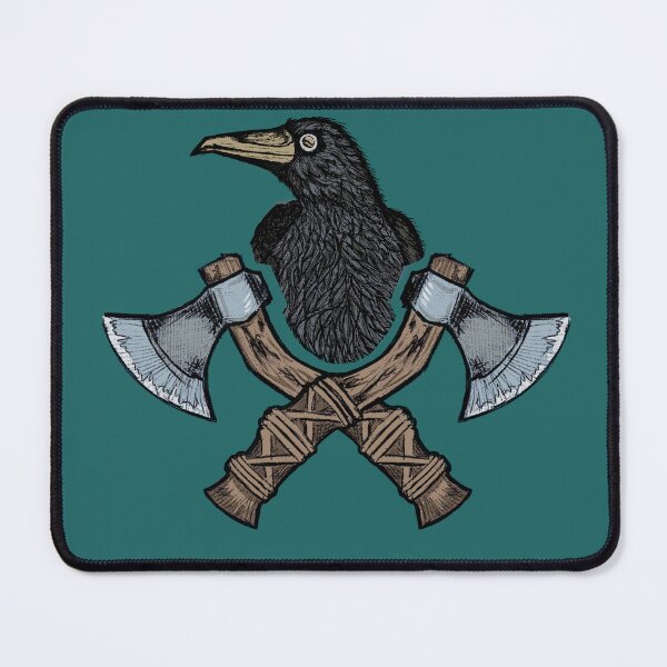 Item preview, Mystical crow with crossed axes — fierce, dark, and powerful design designed and sold by Half Mess.