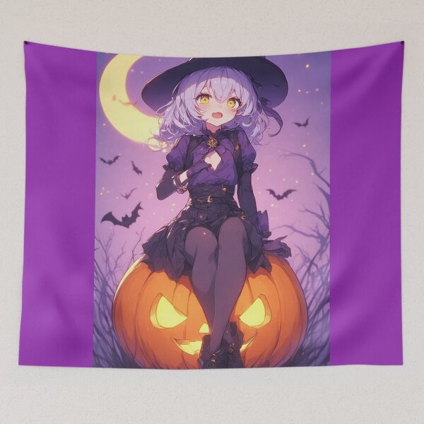 Item preview, Halloween Anime Girl Purple Background designed and sold by ArtsJulian.
