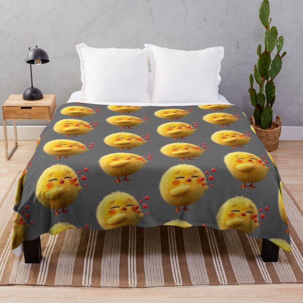 Item preview, Fluffy Yellow Kissing Character – Cute Emoji Sending Love designed and sold by PixelVibe782.