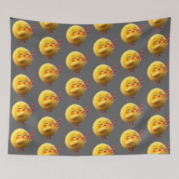 Item preview, Fluffy Yellow Kissing Character – Cute Emoji Sending Love designed and sold by PixelVibe782.