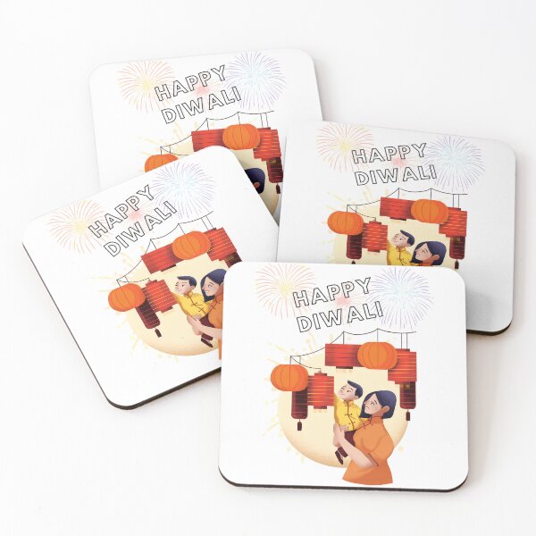 Item preview, Happy Diwali - Mother & Child Lantern Celebration with Fireworks designed and sold by Kruti Collection.