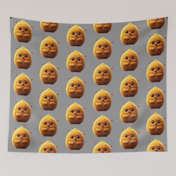 Item preview, Fluffy Yellow-Orange Character with Hearts and Sparkles – Cute 3D Emoji of Affection designed and sold by PixelVibe782.