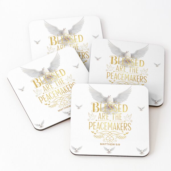 Item preview, Blessed Are The Peacemakers Matthew 5:9 | Gold & White Dove Christian Art designed and sold by PatriotPrint.