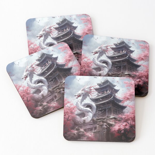 Item preview, White Temple Dragon Among Cherry Blossoms Japan Style  designed and sold by Daagath.