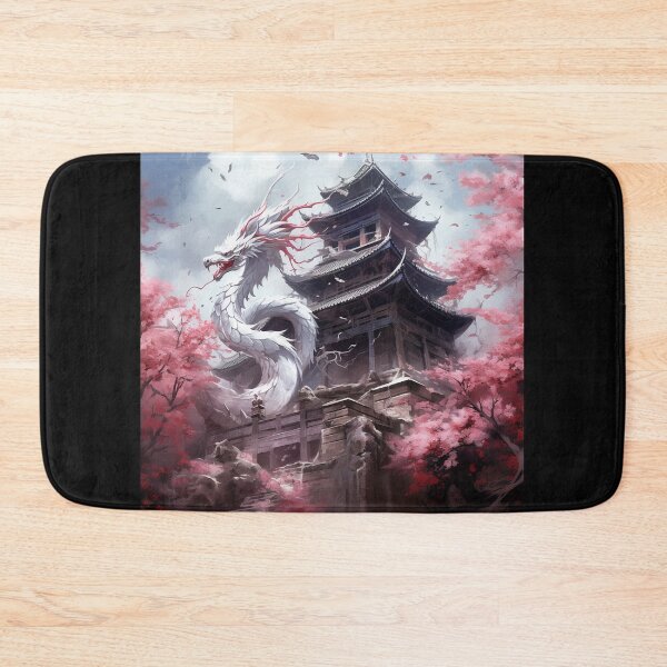 Item preview, White Temple Dragon Among Cherry Blossoms Japan Style  designed and sold by Daagath.