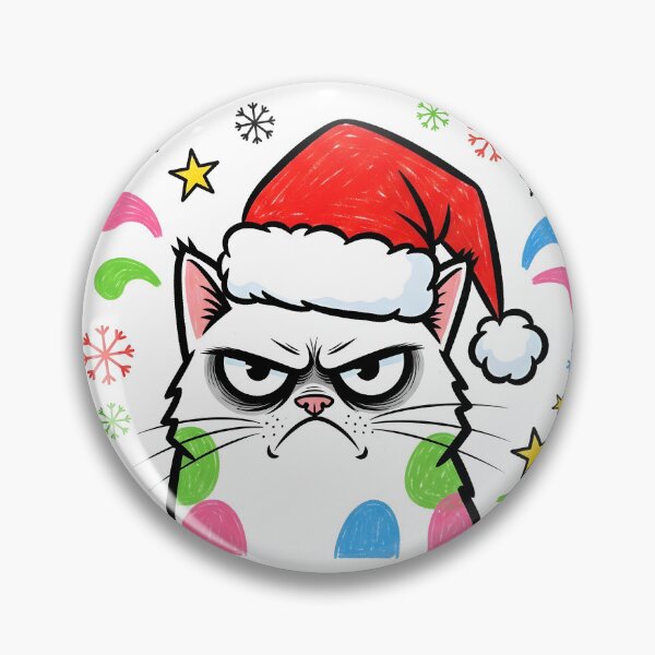 Item preview, Grumpy Christmas Cat with Santa Hat designed and sold by SeGoArtDesign.