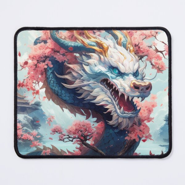 Item preview, Blue Serpent Dragon Among Cherry Blossoms Dragon Japan Style  designed and sold by Daagath.