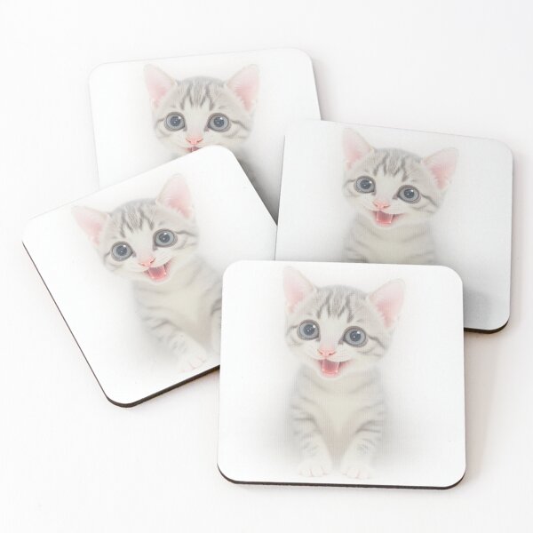 Item preview, white smiling kitten designed and sold by koloryt.