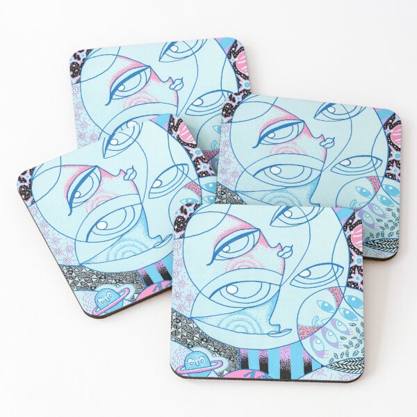 Item preview, Cosmic Moon — Blue Retro Space Faces designed and sold by Just Aimy.