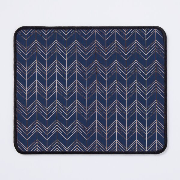 Item preview, Elegant Navy Blue and Rose Gold Chevron Pattern designed and sold by ML-Media.