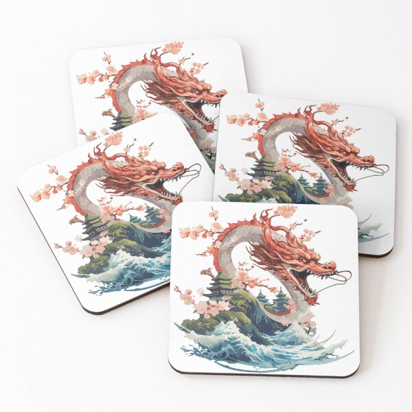 Item preview, Crimson Sea Dragon Rises Over Blossom Island Dragon Japan Style  designed and sold by Daagath.