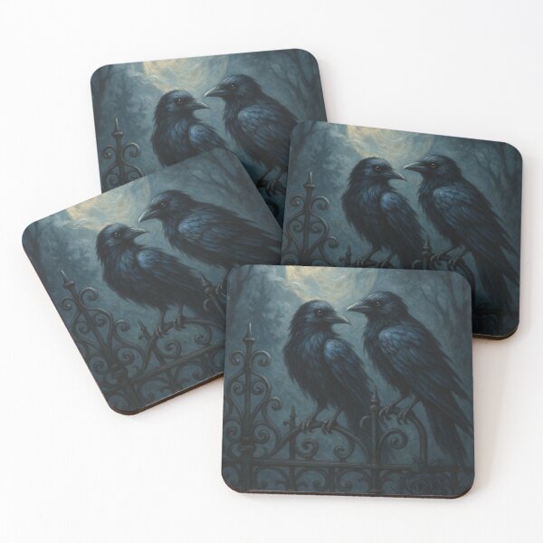 Item preview, Whispering Ravens – Gothic Moonlit Gate Art designed and sold by Painted Moon by Luna Bee™.
