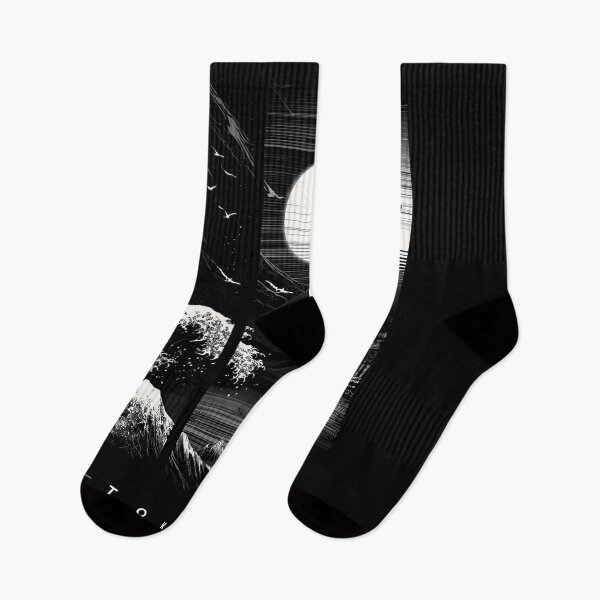 Item preview, Tokyo Nights – Japanese black and white design with Fuji, wave & Tokyo Tower designed and sold by Oni-Pixels.
