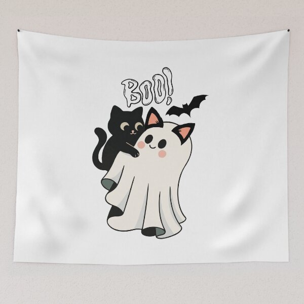 Item preview, Boo! Cute Black Cat and Ghost Kitty Spooky Halloween Design designed and sold by shopfindingbeni.