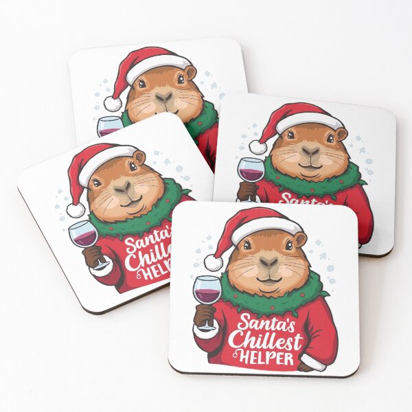 Item preview, Santa’s Chillest Helper – Funny Capybara with Wine Christmas Design designed and sold by Two bro's shop.