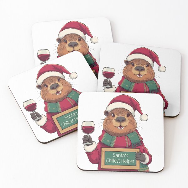 Item preview, Santa’s Chillest Helper – Funny Capybara with Wine Christmas Design designed and sold by Two bro's shop.