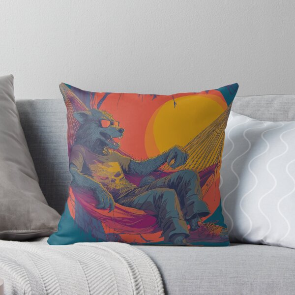 Item preview, Hombre lobo al atardecer retro en una hamaca designed and sold by TheColorKey.
