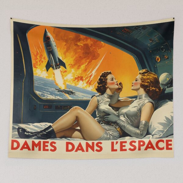 Item preview, Dames dans L'Espace 1 WLW Sapphic AI Retro Aesthetic designed and sold by NickWhittleArt.