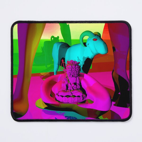 Item preview, Neon Goat Buddha T-Shirt | Hyper-Surreal Abstract Art | Psychedelic Ram Statue Print | Magenta Meditation Tee designed and sold by DigitalBootleg.