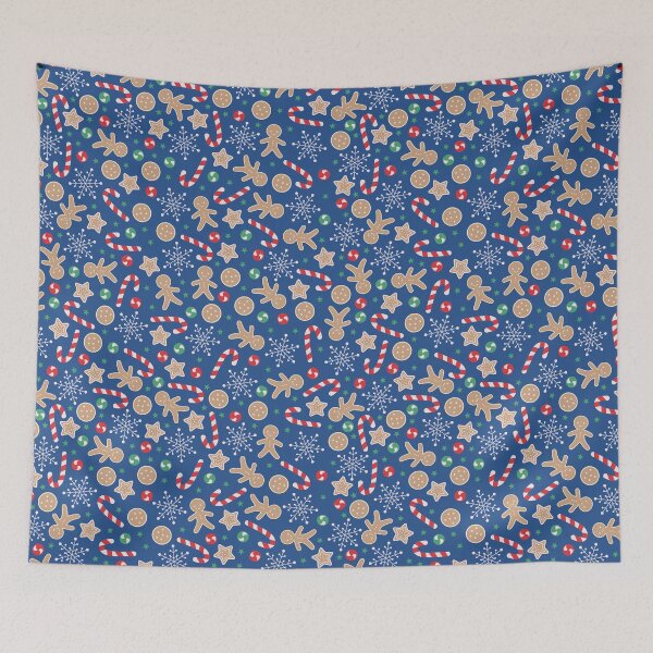 Item preview, multicolour christmas candy pattern blue designed and sold by winterpumpkin.