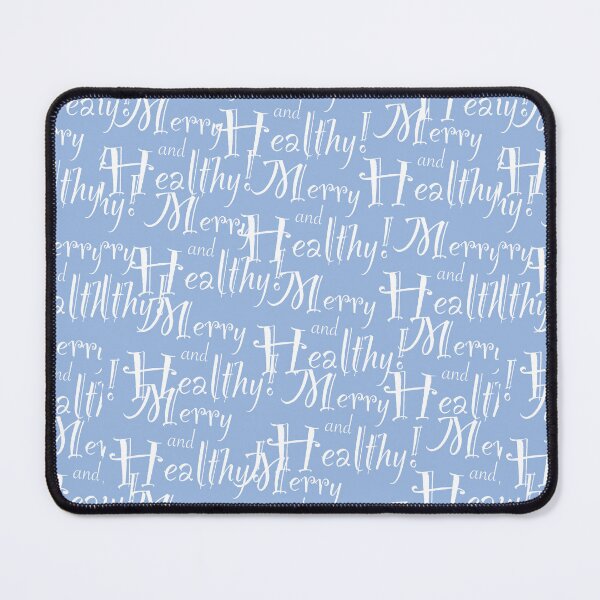Item preview, Merry and Healthy Santa Christmas letters, light blue background designed and sold by WONDERPRINTVALLEY.