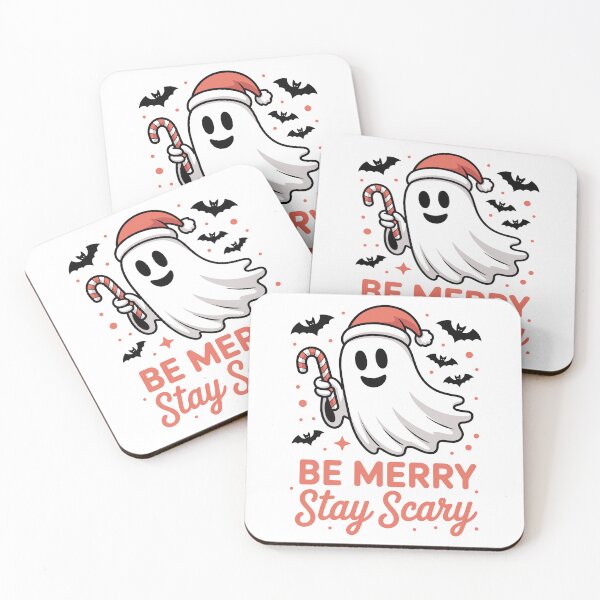 Item preview, Be Merry Stay Scary Cute Ghost Christmas Halloween Crossover designed and sold by Parkerzz.