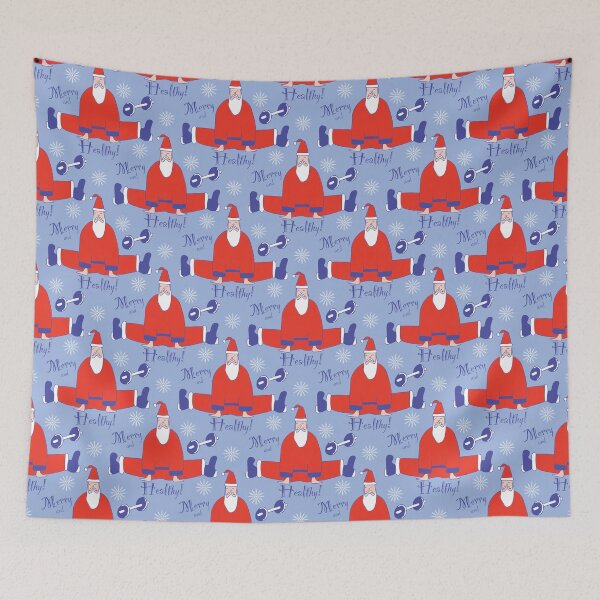 Item preview, HEALTHY YOGA HOLY CHRISTMAS, LIGHT BLUE background designed and sold by WONDERPRINTVALLEY.