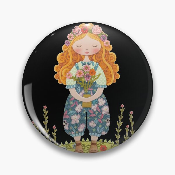 Item preview, A beautiful red-haired doll with a bouquet of flowers stands in a meadow designed and sold by DZIERANA.