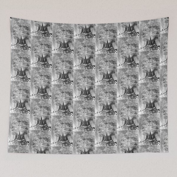 Item preview, Mountains, hills, clouds, trees and birds designed and sold by Nnone.