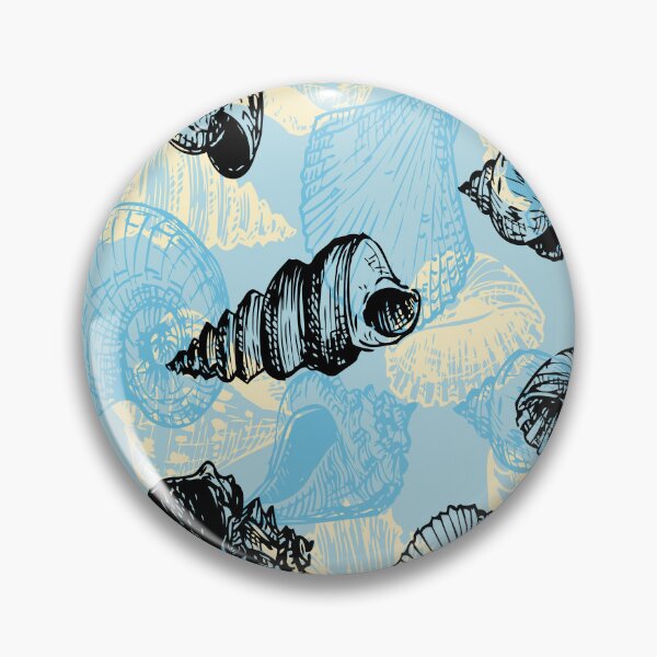 Item preview, Vintage blue seashell pattern with hand-drawn shells on light blue and sand background. designed and sold by DavidMay.