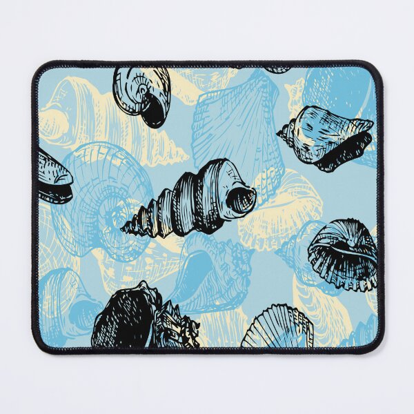 Item preview, Vintage blue seashell pattern with hand-drawn shells on light blue and sand background. designed and sold by DavidMay.