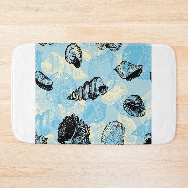 Item preview, Vintage blue seashell pattern with hand-drawn shells on light blue and sand background. designed and sold by DavidMay.