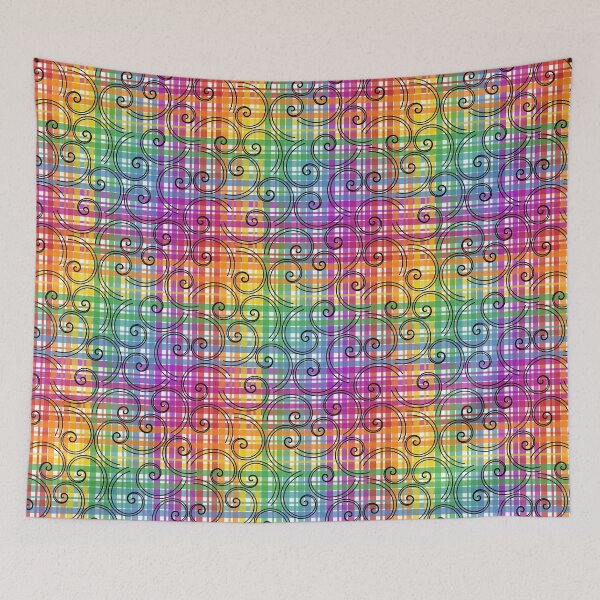 Item preview, Rainbow Plaid with Spirals designed and sold by EBParsley.