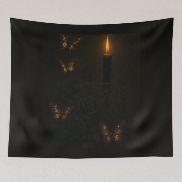 Item preview, The Velvet Garden – Candlelight and Butterflies Gothic Art designed and sold by Painted Moon by Luna Bee™.
