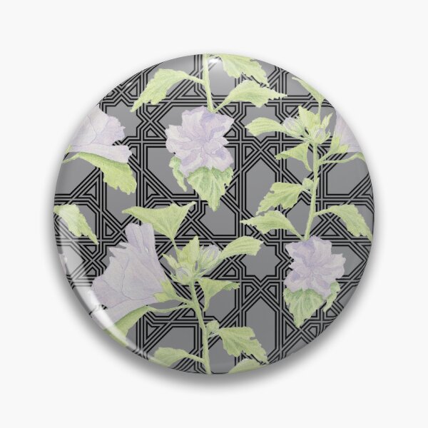 Item preview, minerva althea floral pattern with black and grey geometric background designed and sold by mathemartiste.