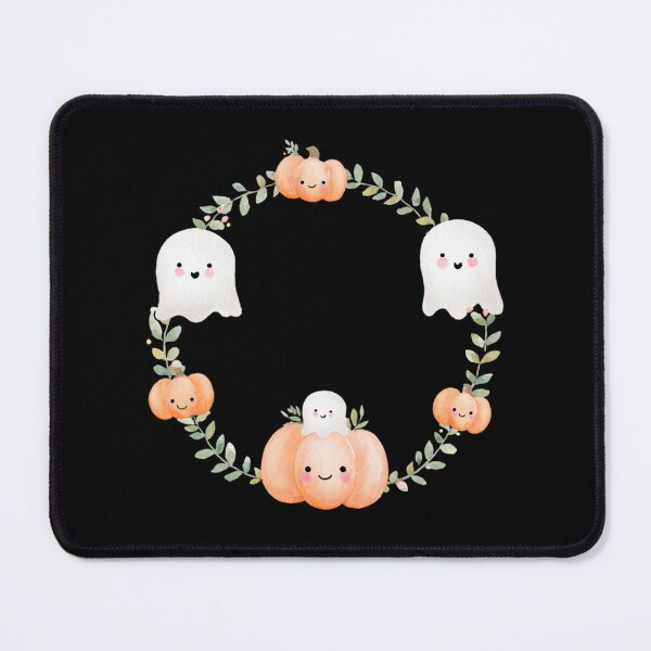 Item preview, Watercolor ghost and pumpkin wreath designed and sold by MendaciousMina.
